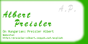 albert preisler business card